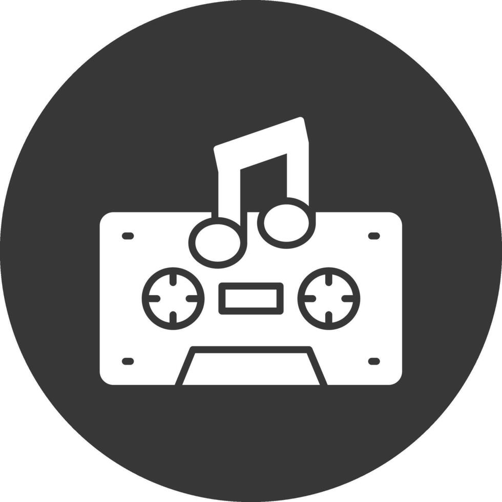 Cassette Glyph Inverted Icon vector