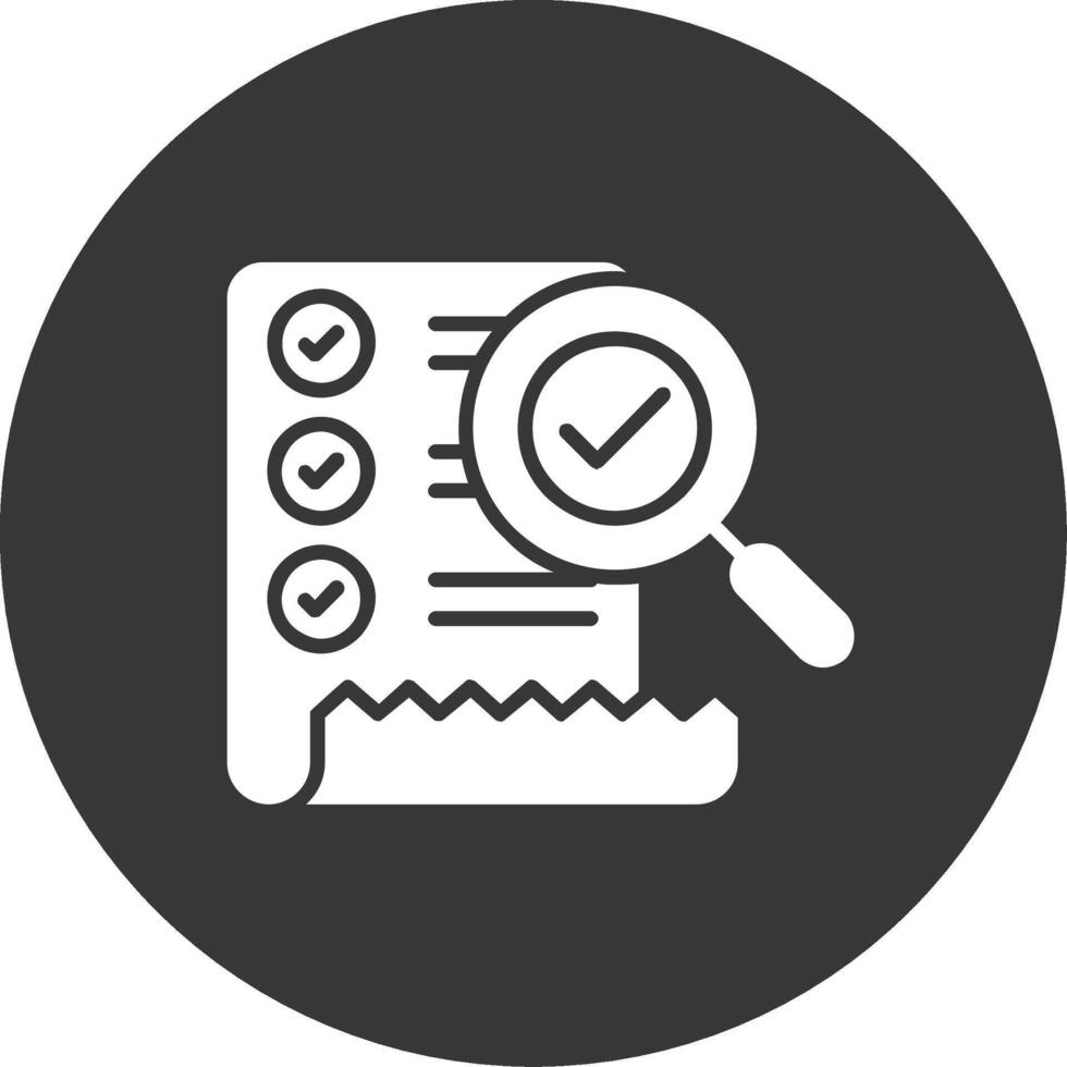 icono invertido de glifo de lista de verificación vector