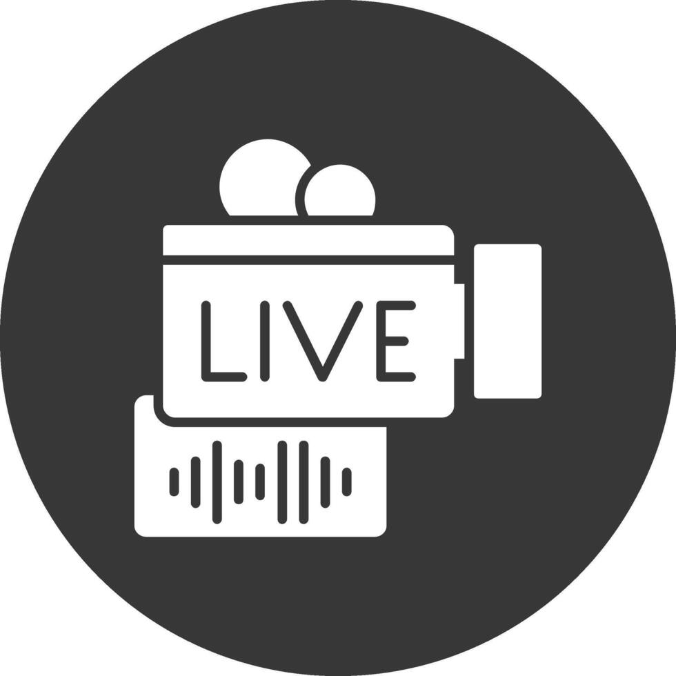 Live Stream Glyph Inverted Icon vector