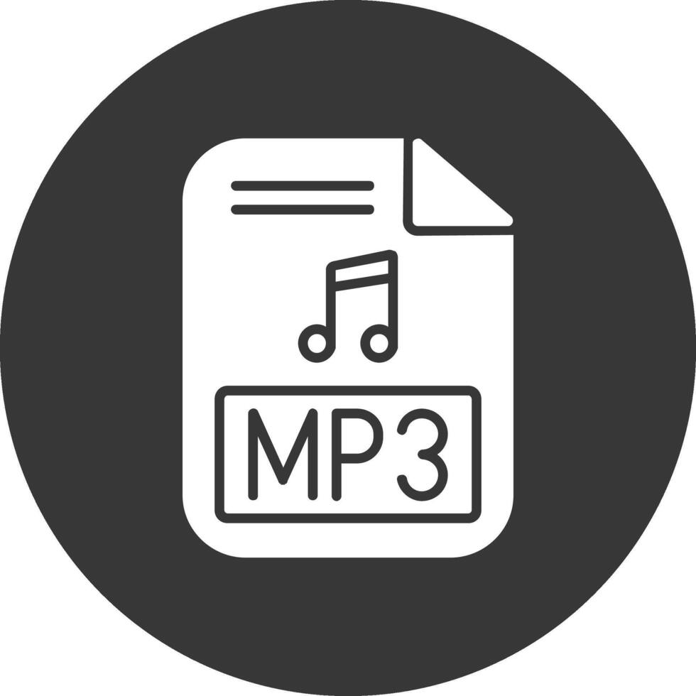 icono de glifo invertido de mp3 vector