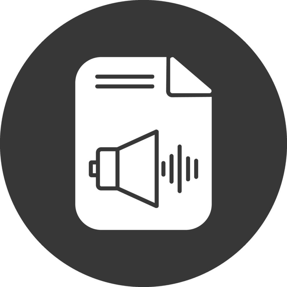 Audio File Glyph Inverted Icon vector