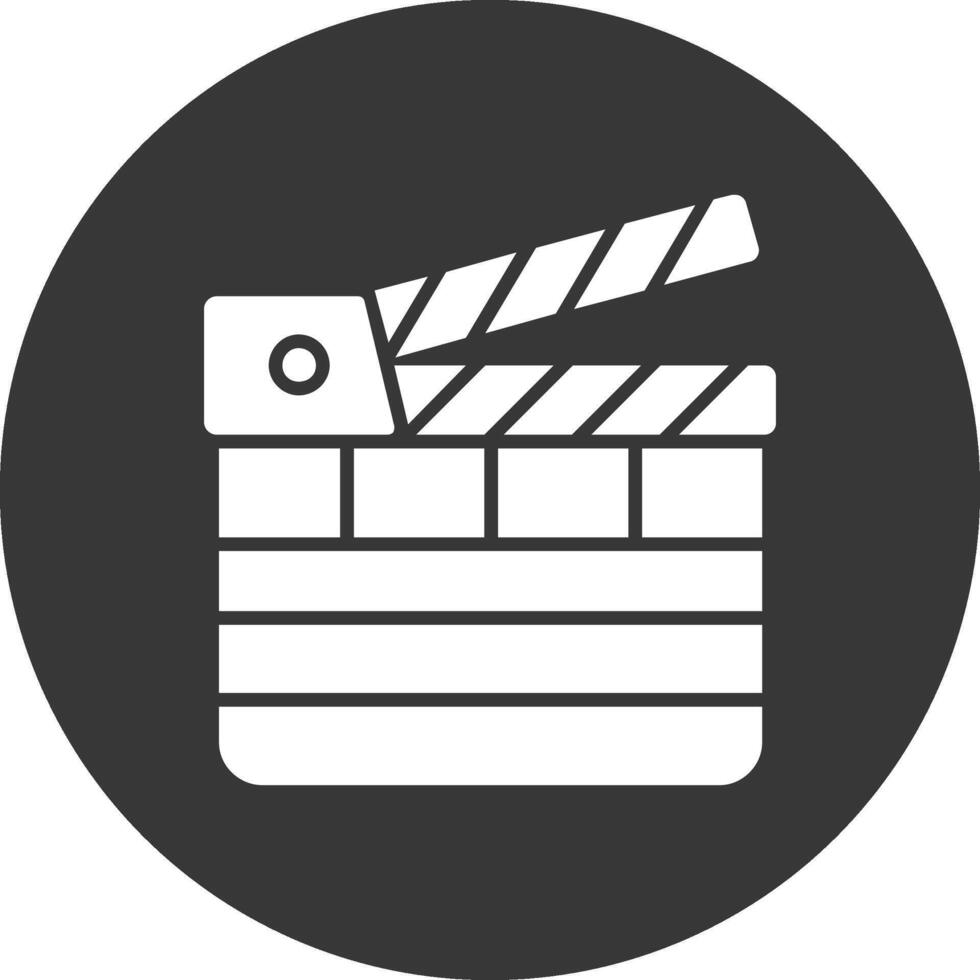 Clapperboard Glyph Inverted Icon vector