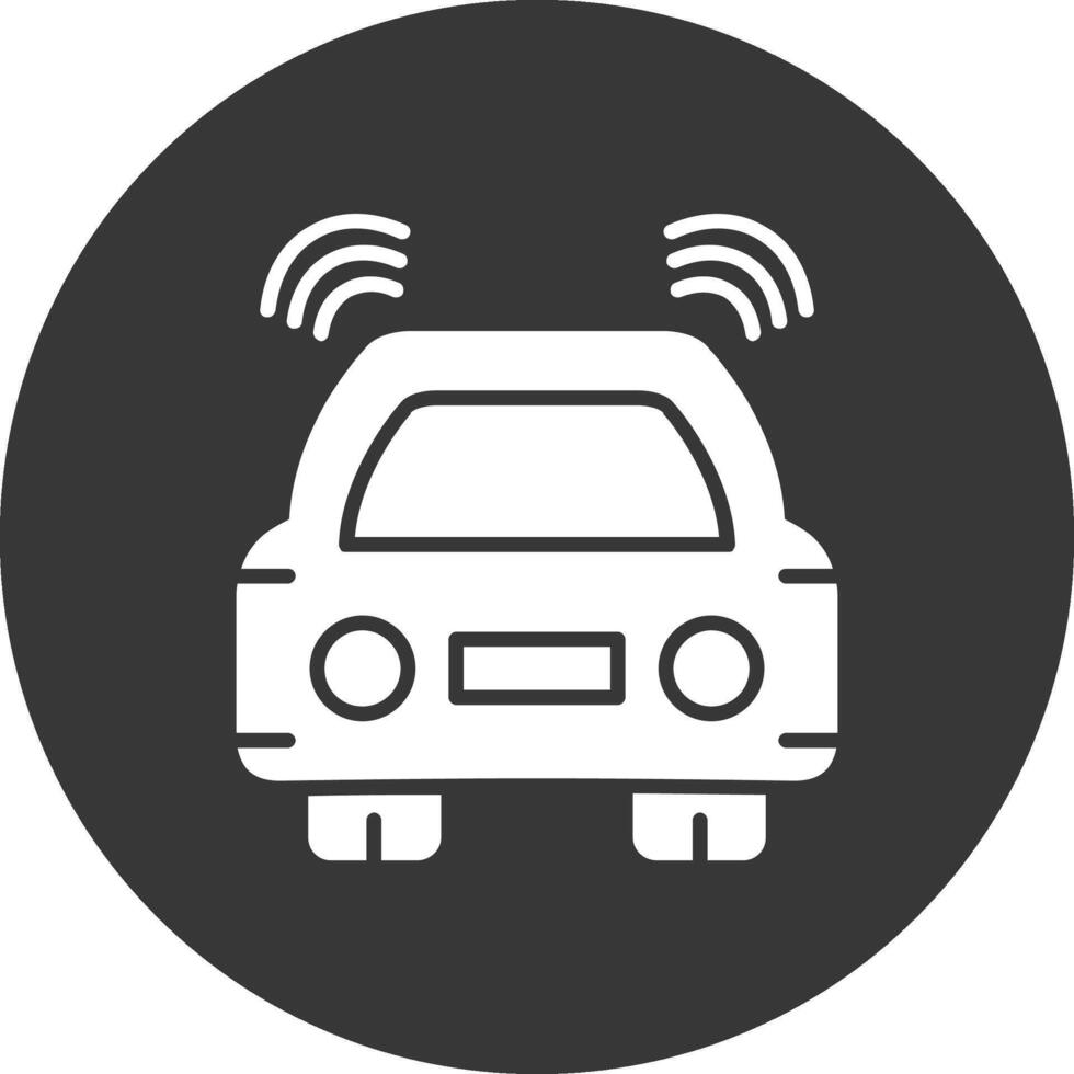 icono de glifo de coche invertido vector