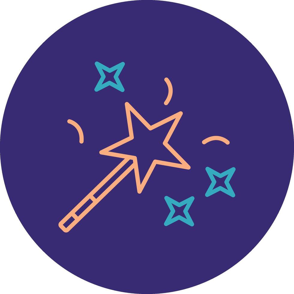 Magic Wand Line Two Color Circle Icon vector