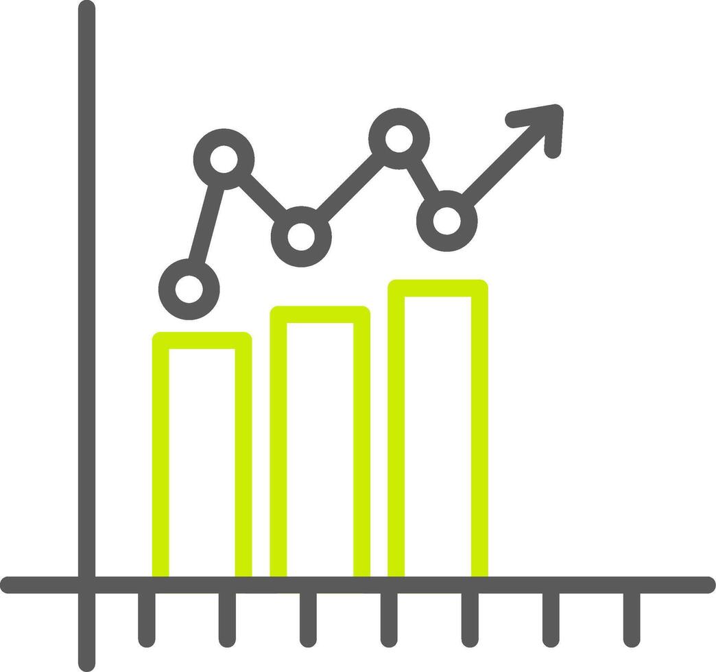 icono de dos colores de la línea del gráfico de barras vector