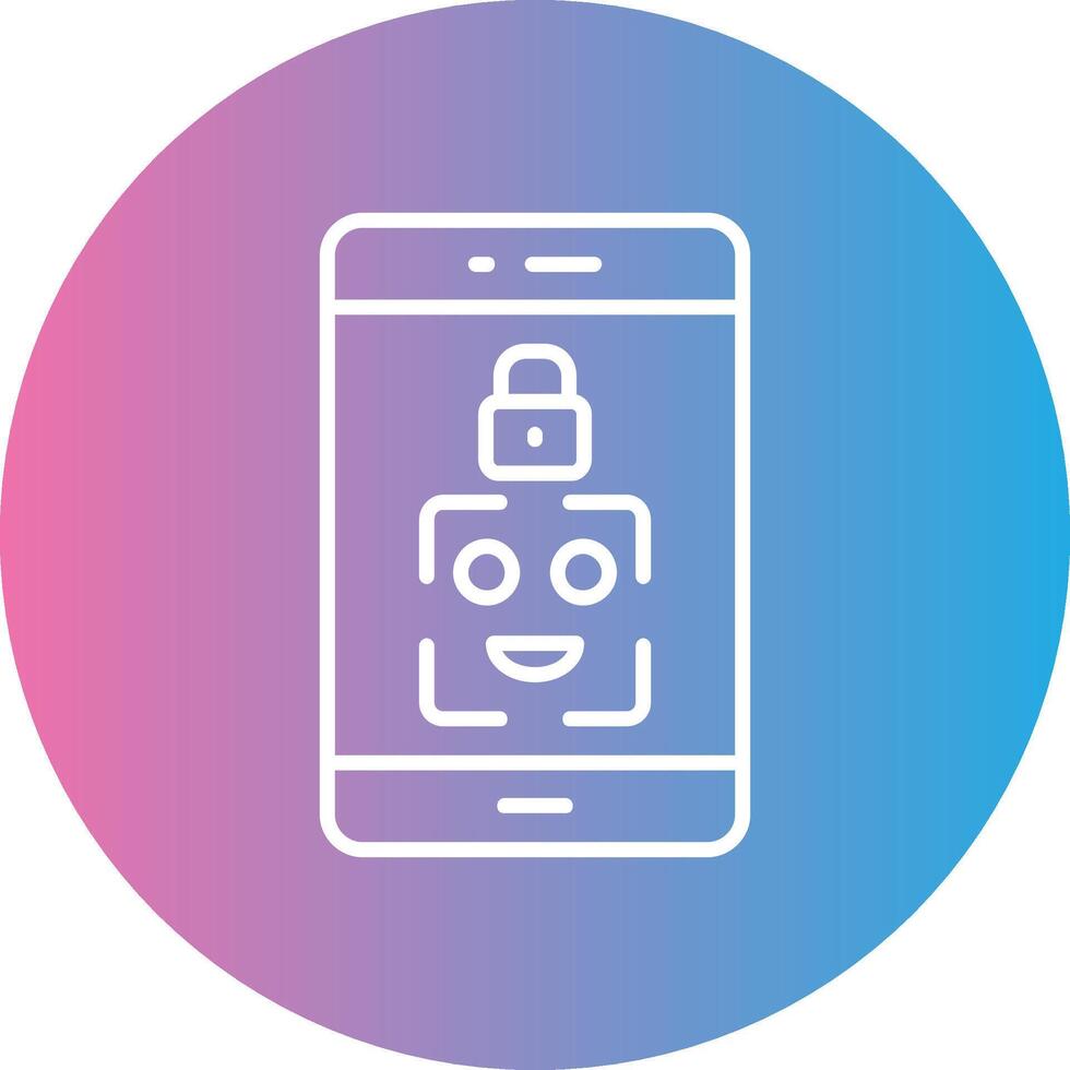 Facial Recognition Line Gradient Circle Icon vector