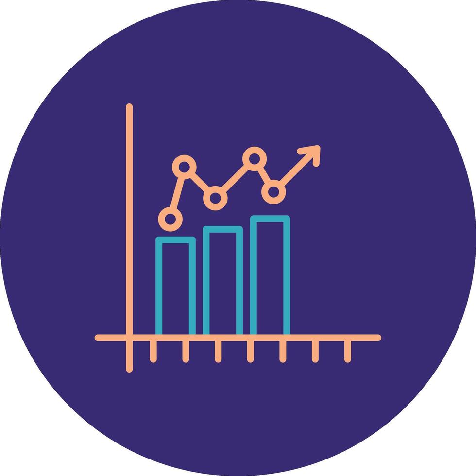 Bar Chart Line Two Color Circle Icon vector