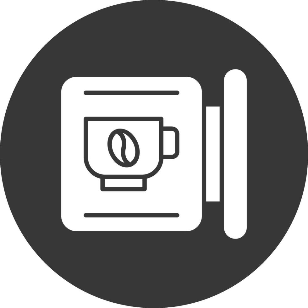 café señalización glifo invertido icono vector