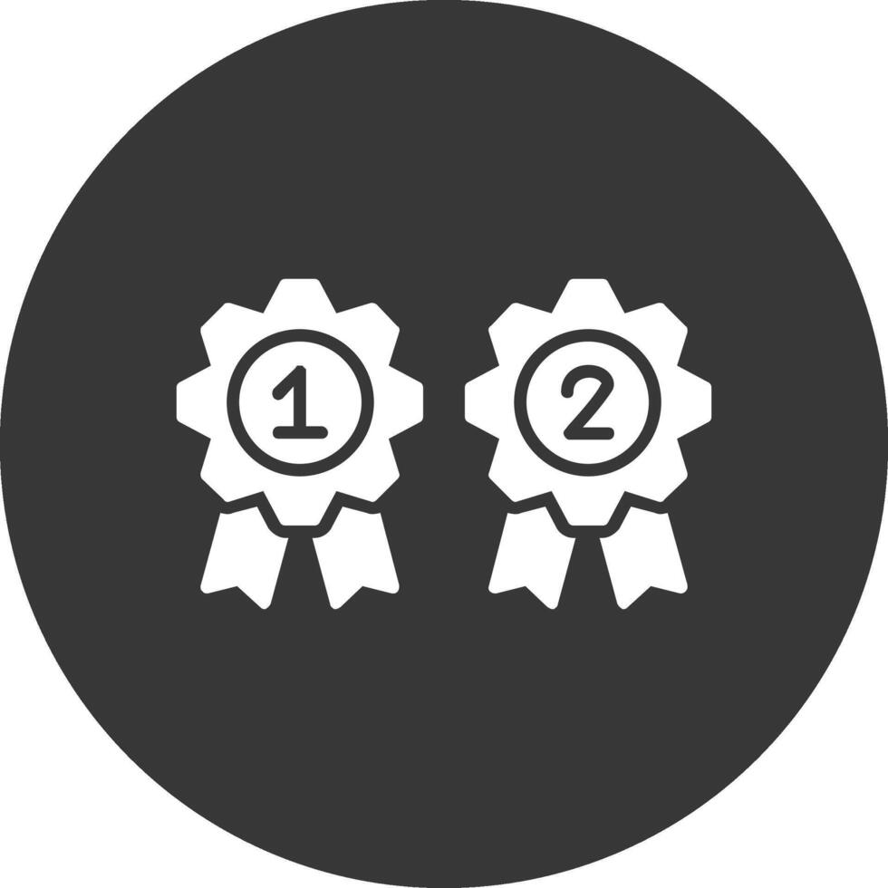 medallas glifo invertido icono vector