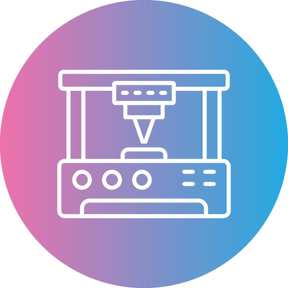 3d Printer Line Gradient Circle Icon vector