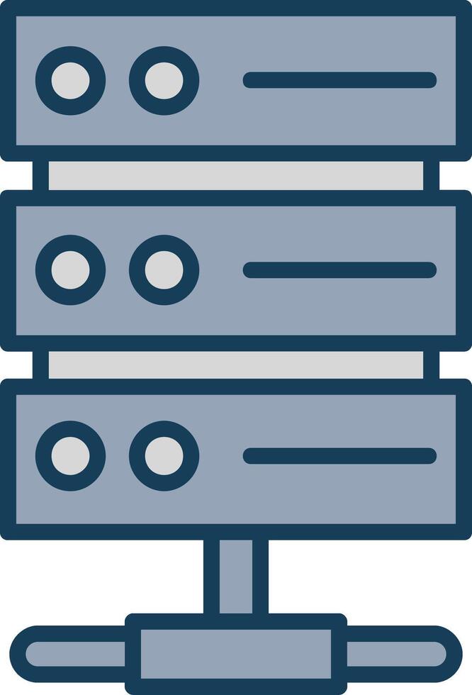 Server Rack Line Filled Grey Icon vector