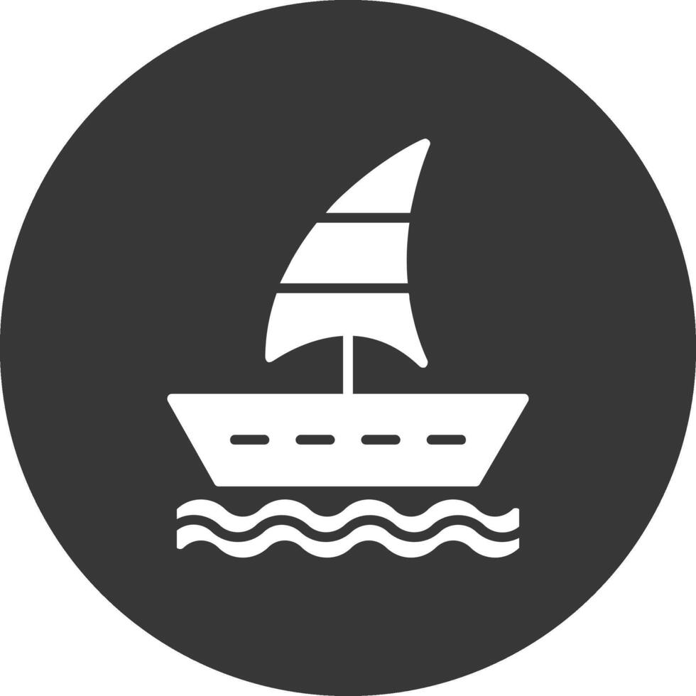 navegación barco glifo invertido icono vector