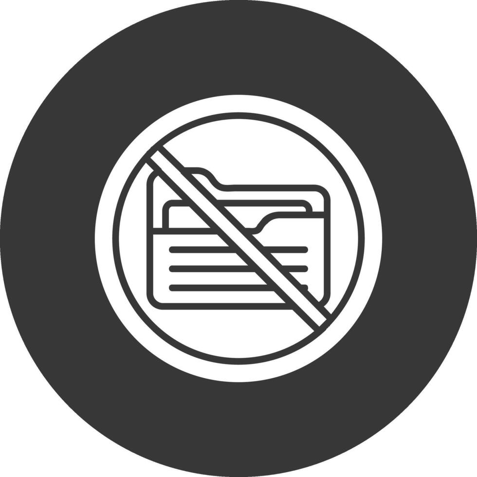 prohibido firmar glifo invertido icono vector