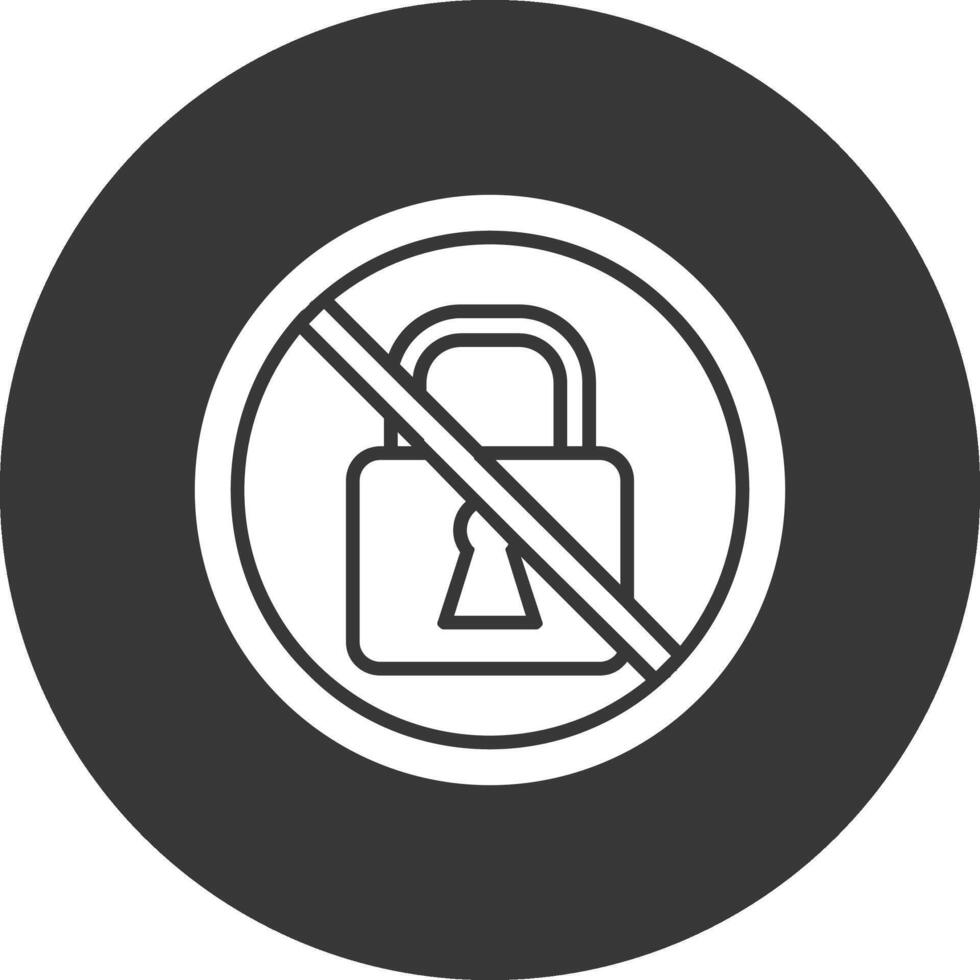 prohibido firmar glifo invertido icono vector