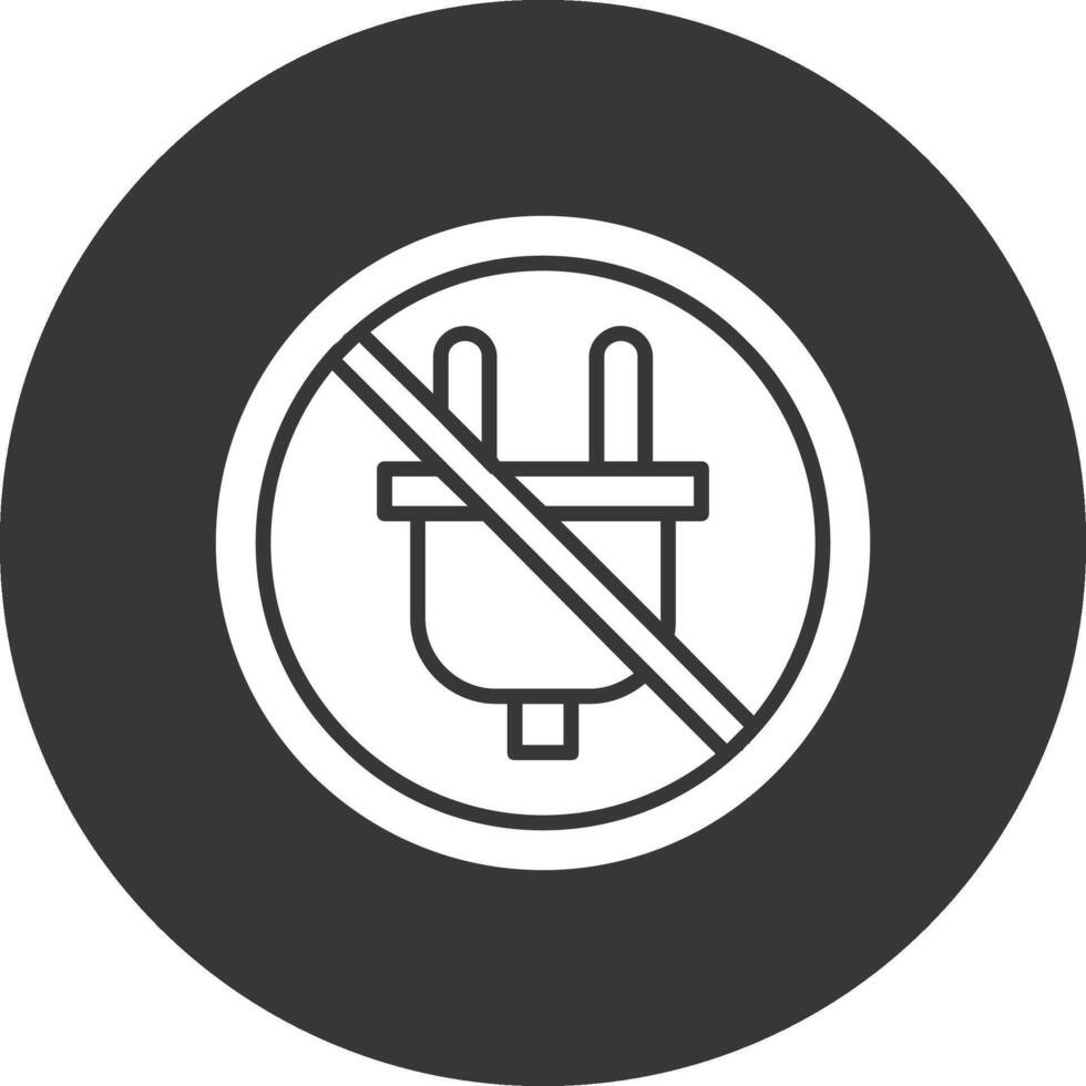 prohibido firmar glifo invertido icono vector