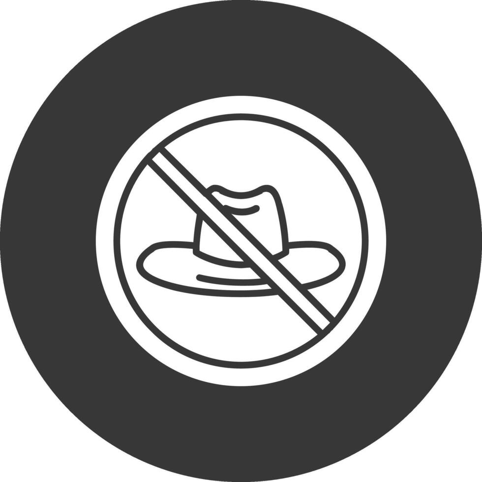 prohibido firmar glifo invertido icono vector