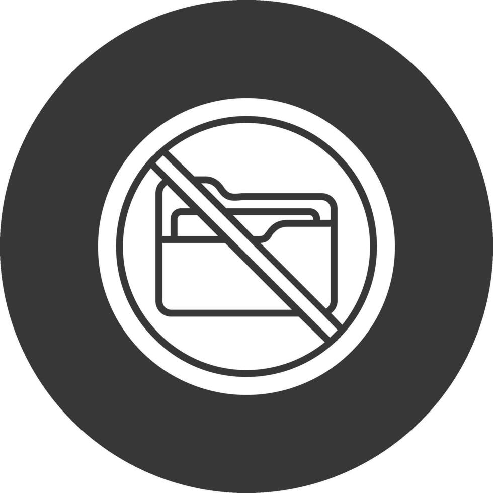 prohibido firmar glifo invertido icono vector