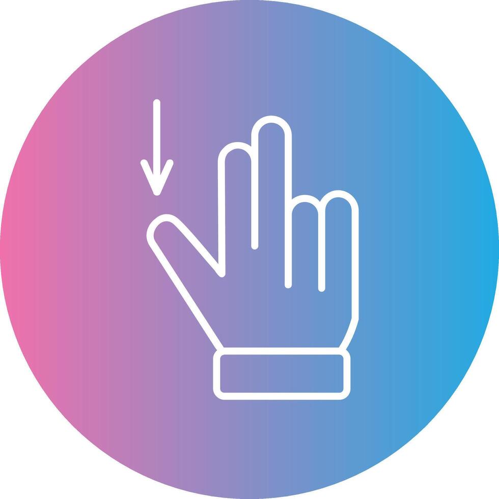 Two Fingers Drag Down Line Gradient Circle Icon vector