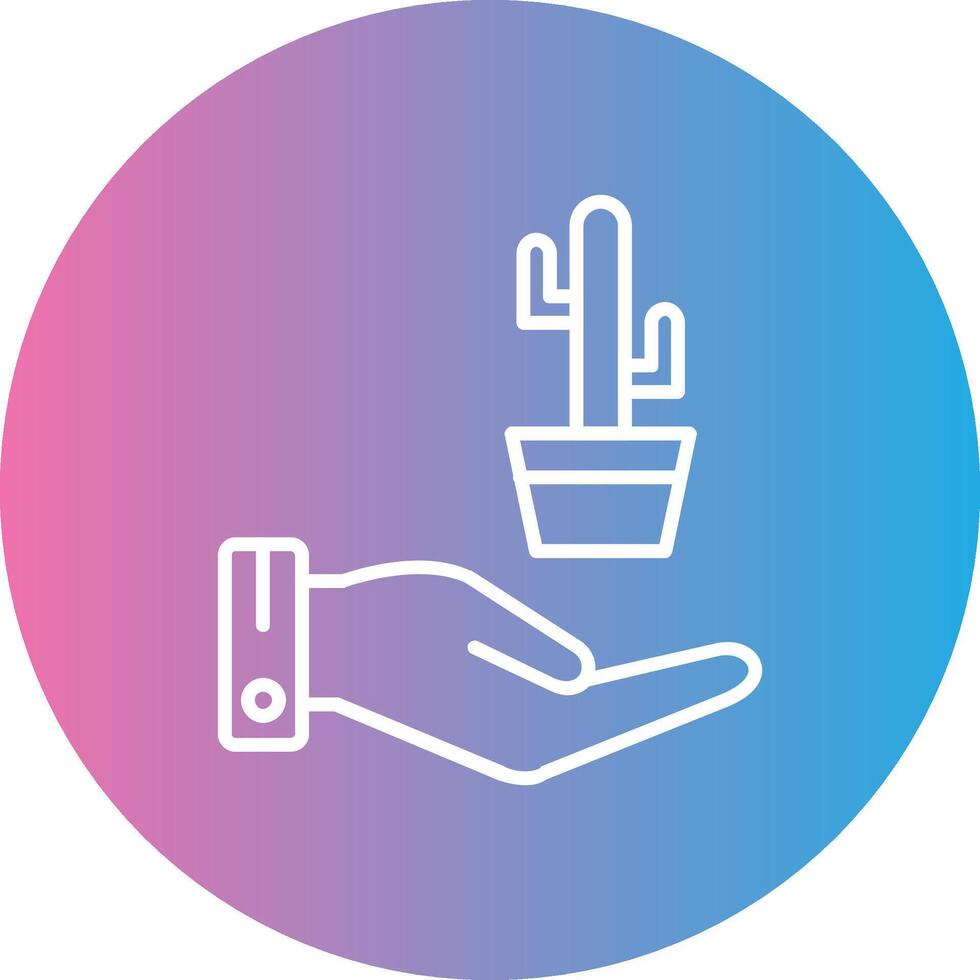 Cactus Line Gradient Circle Icon vector