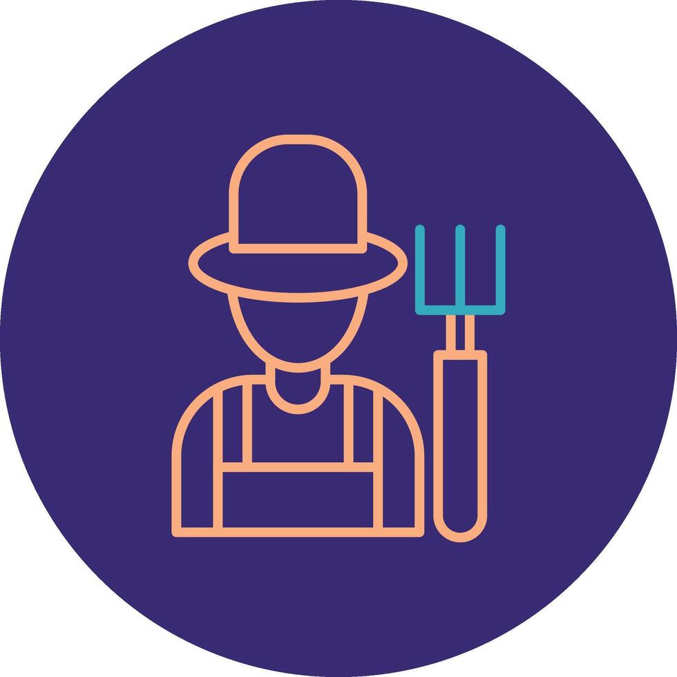 Farmer Line Two Color Circle Icon vector