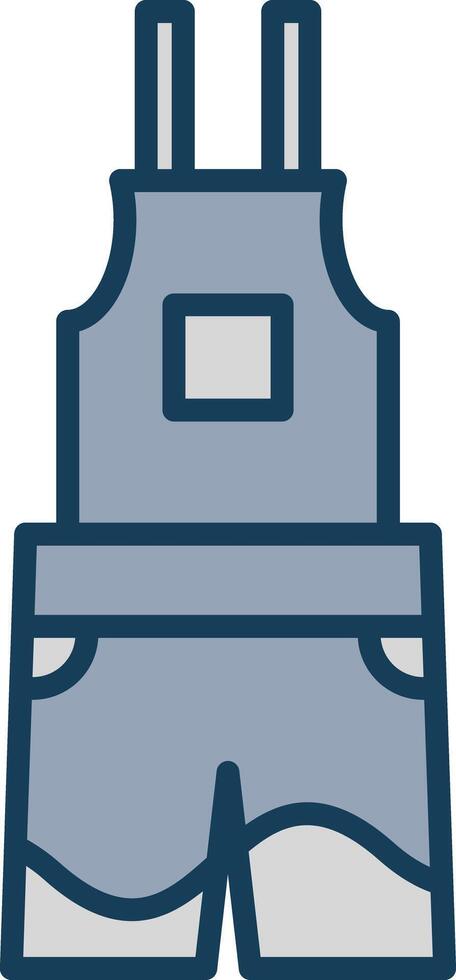 Dungarees Line Filled Grey Icon vector