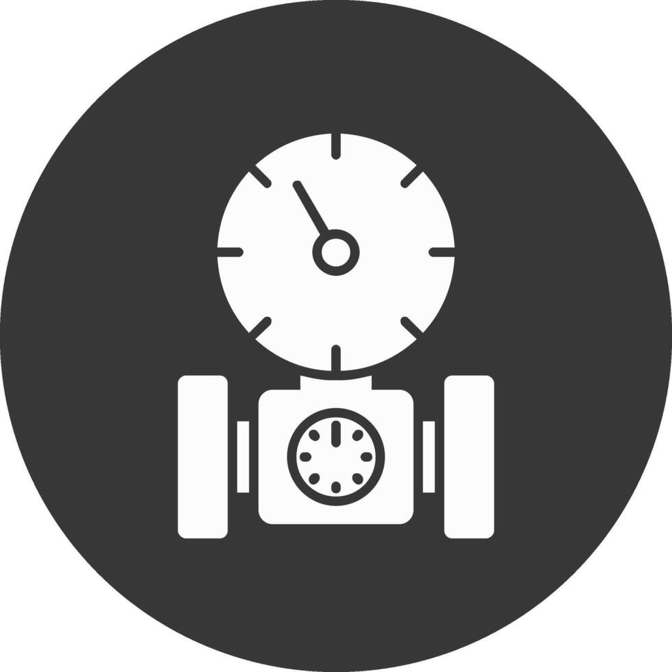 Pressure Gauge Glyph Inverted Icon vector