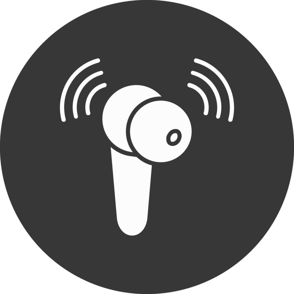 auricular glifo invertido icono vector