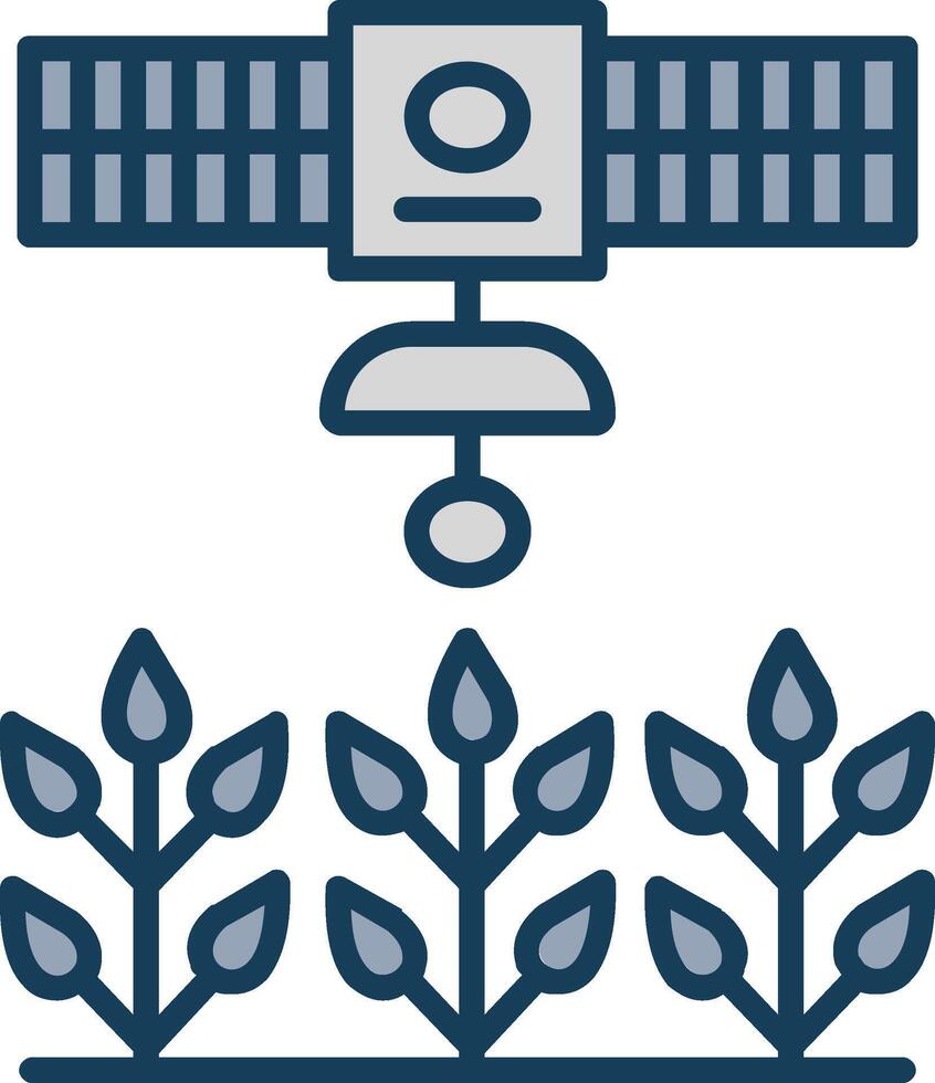 Satellite Crop Monitoring Line Filled Grey Icon vector