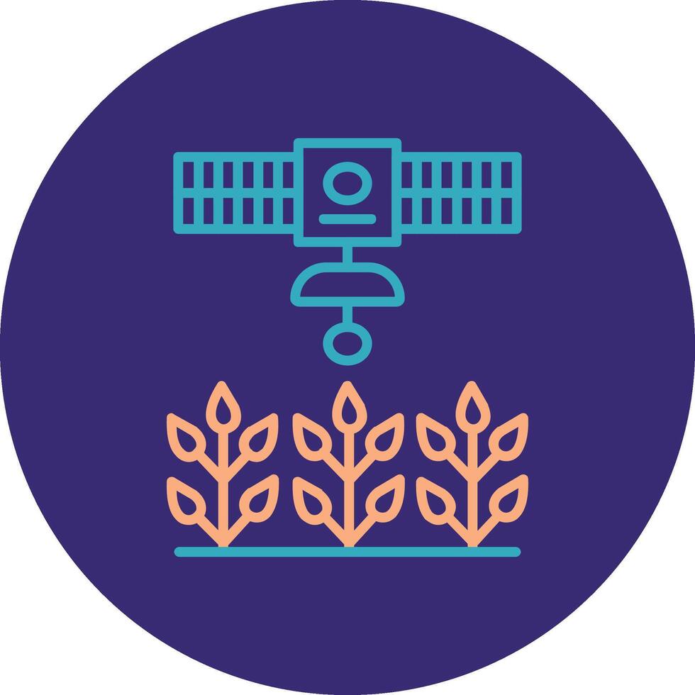 Satellite Crop Monitoring Line Two Color Circle Icon vector
