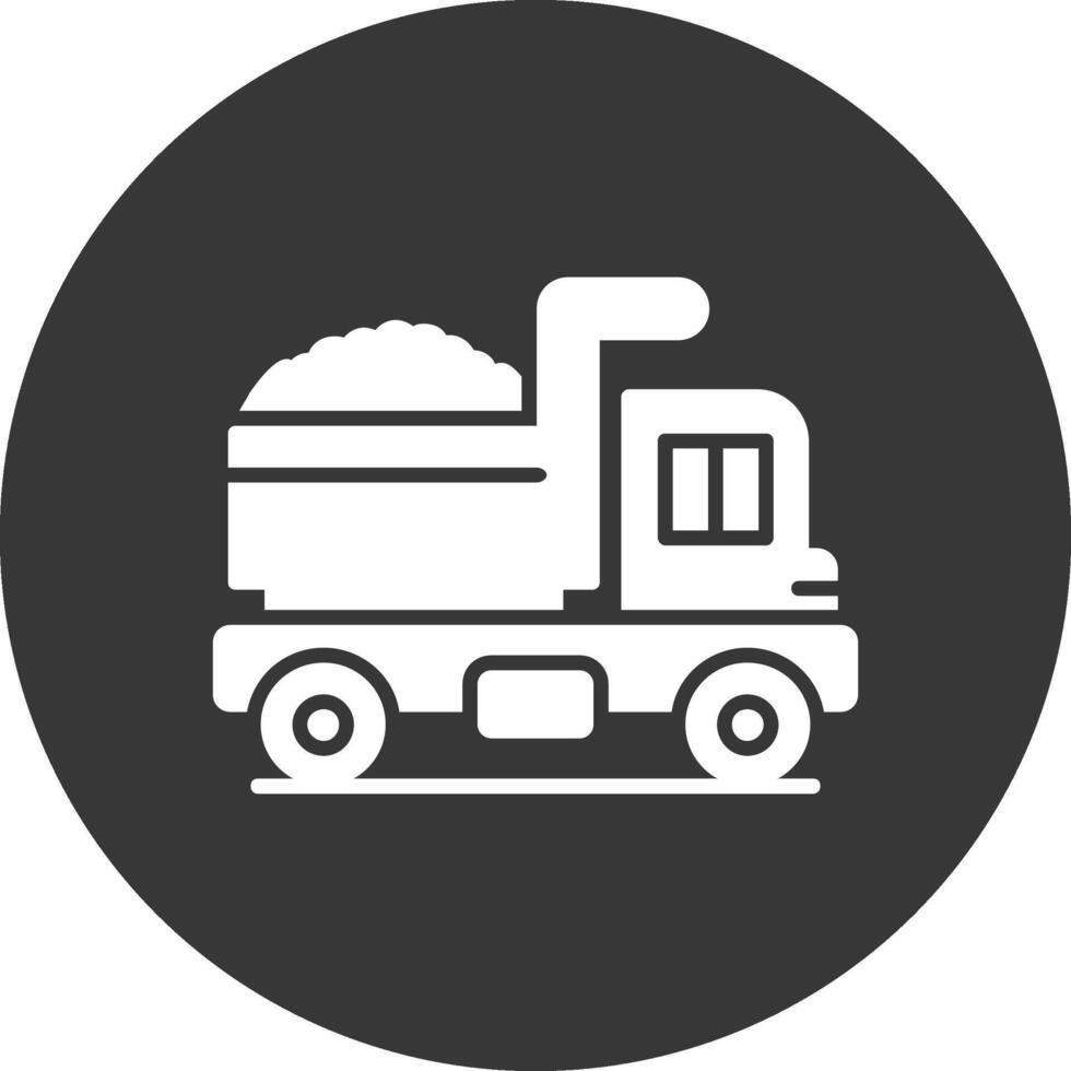 Dump Truck Glyph Inverted Icon vector