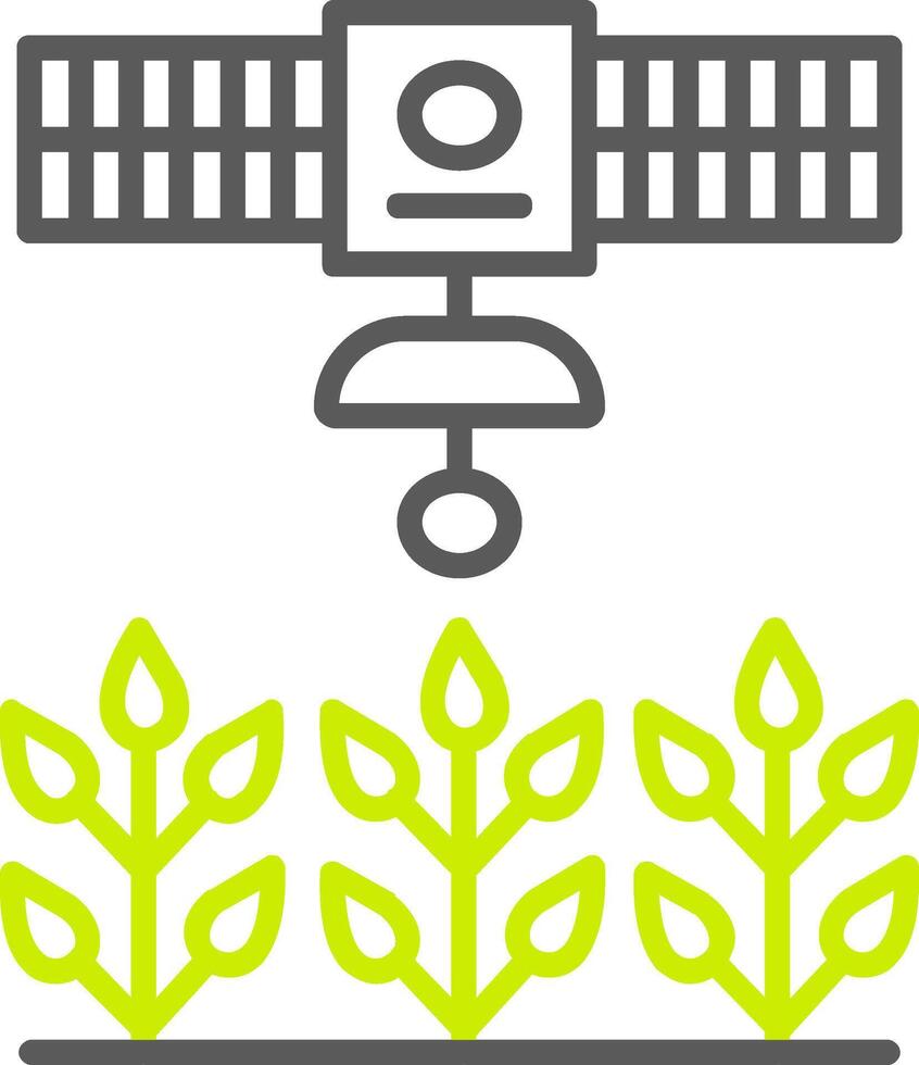 Satellite Crop Monitoring Line Two Color Icon vector
