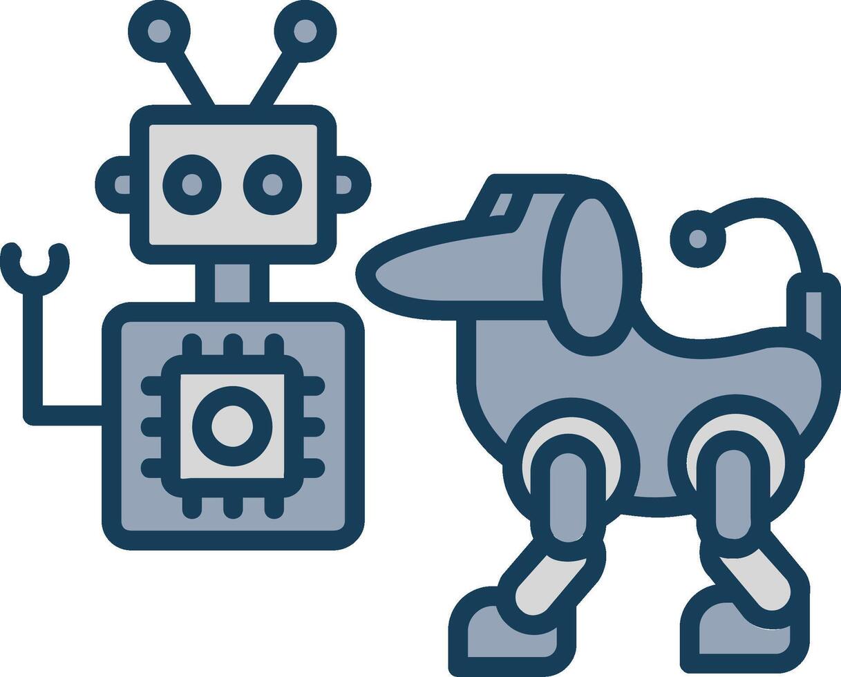 Robot Line Filled Grey Icon vector