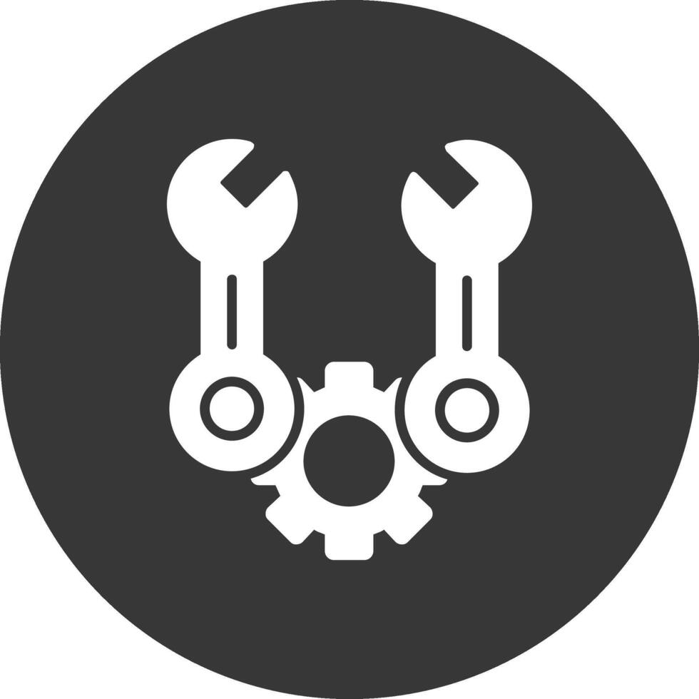 Spanner Glyph Inverted Icon vector