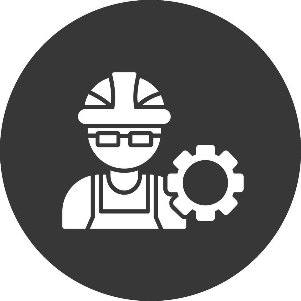Engineer Glyph Inverted Icon vector
