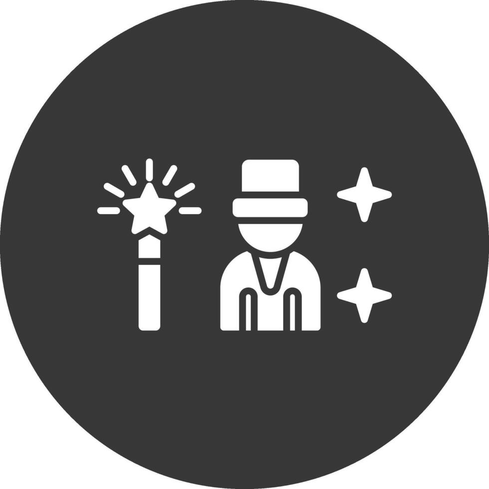 Magician Glyph Inverted Icon vector