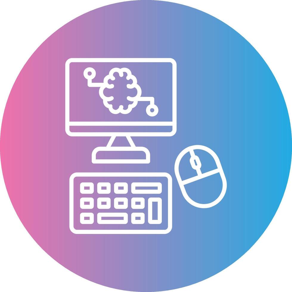 Computer Line Gradient Circle Icon vector