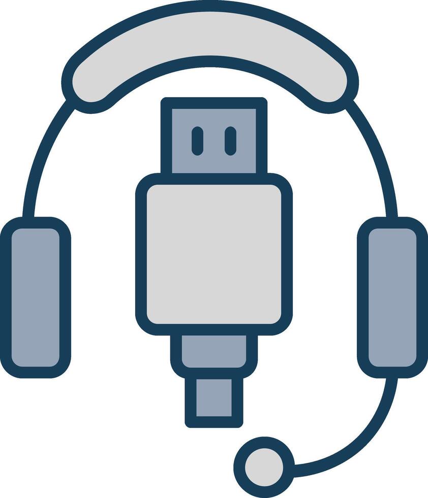 Headphones Line Filled Grey Icon vector