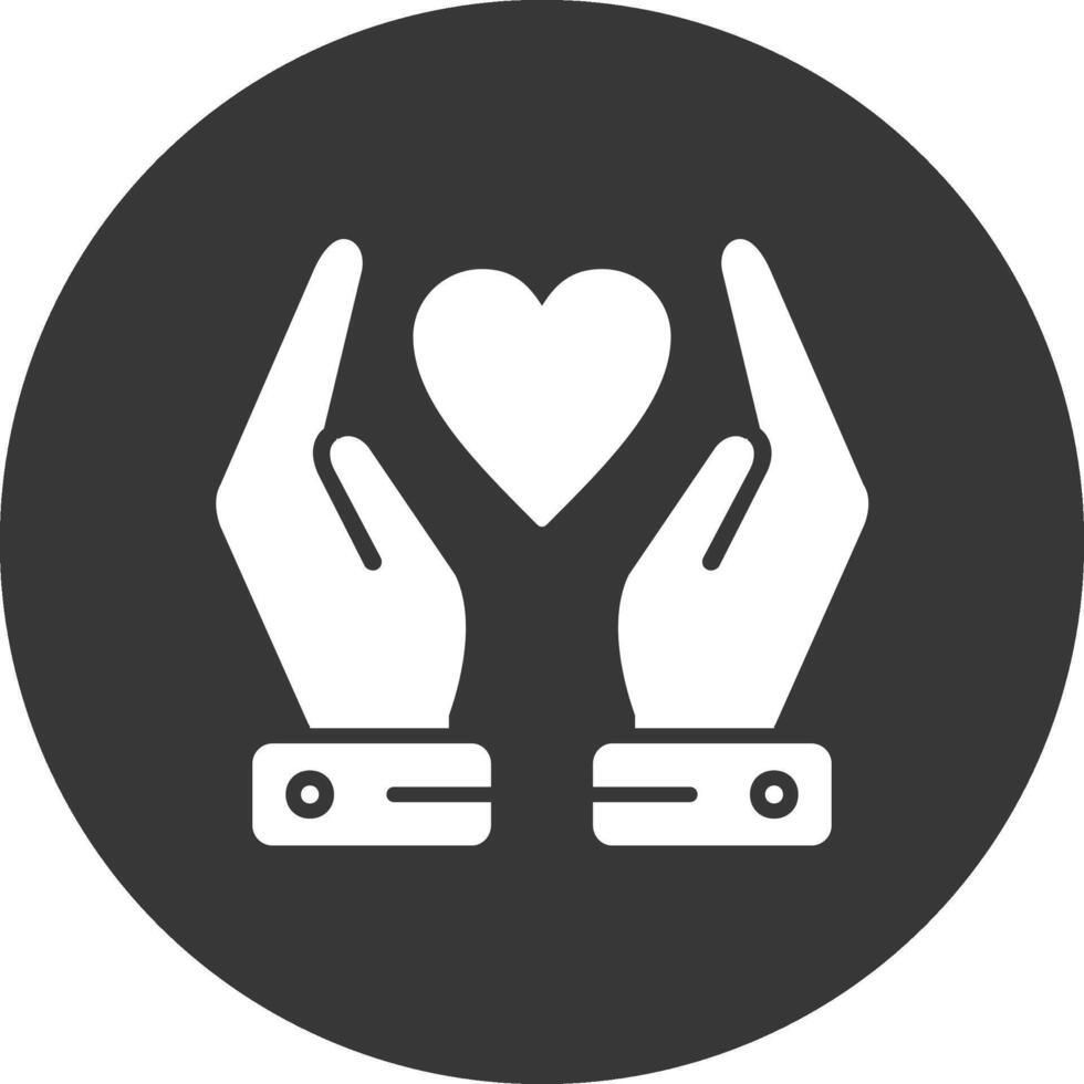 Hands Holding Heart Glyph Inverted Icon vector