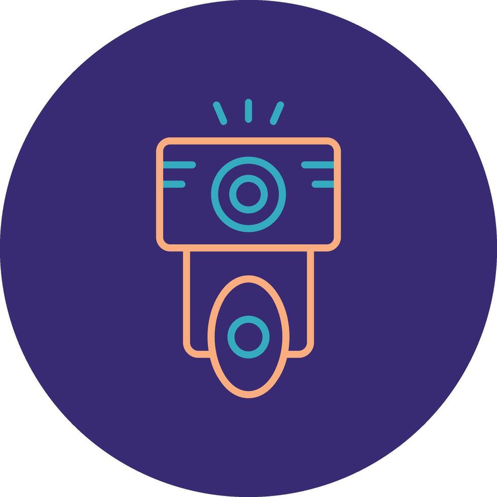 Camera Flash Line Two Color Circle Icon vector