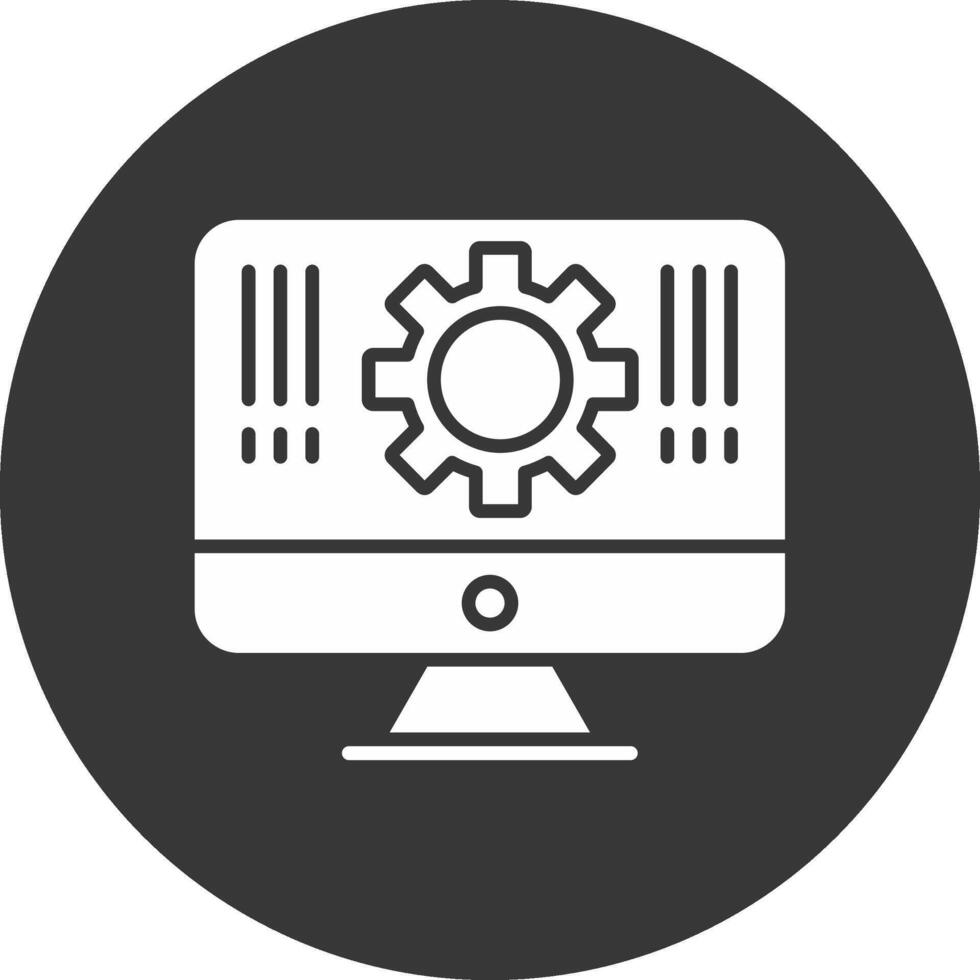 Monitor Glyph Inverted Icon vector