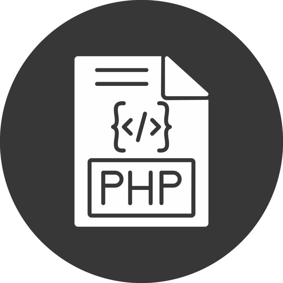 Php Glyph Inverted Icon vector