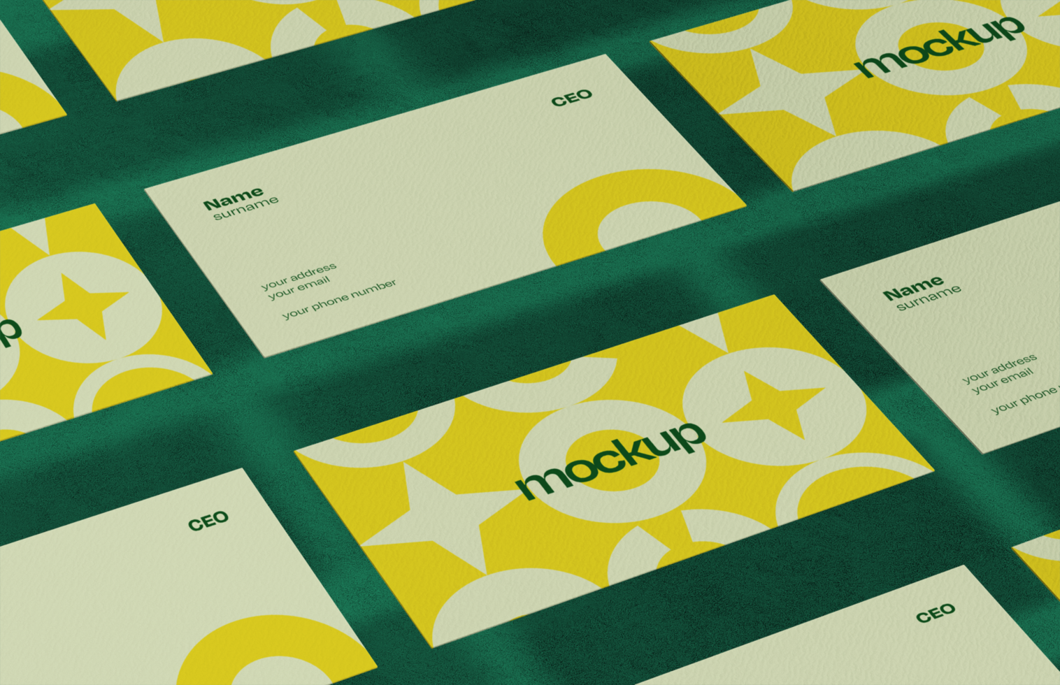 Row of Business Cards on Textured Surface psd