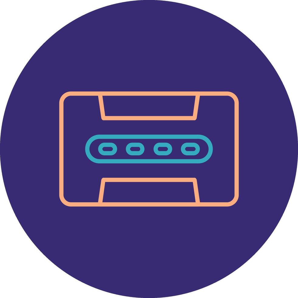 Cassette Line Two Color Circle Icon vector