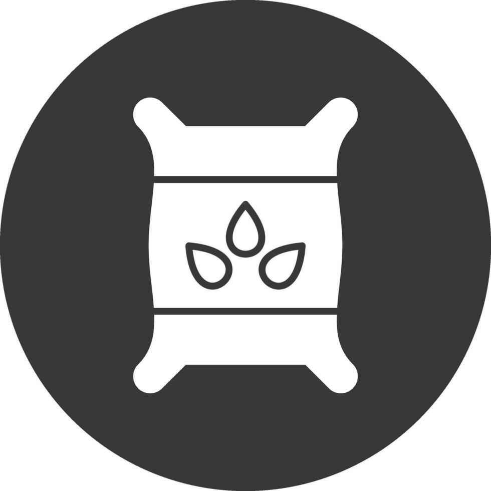 semilla bolso glifo invertido icono vector