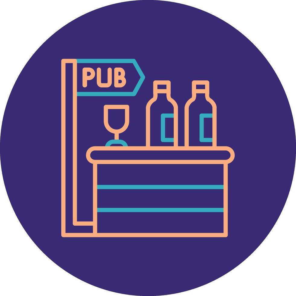 Pub Line Two Color Circle Icon vector