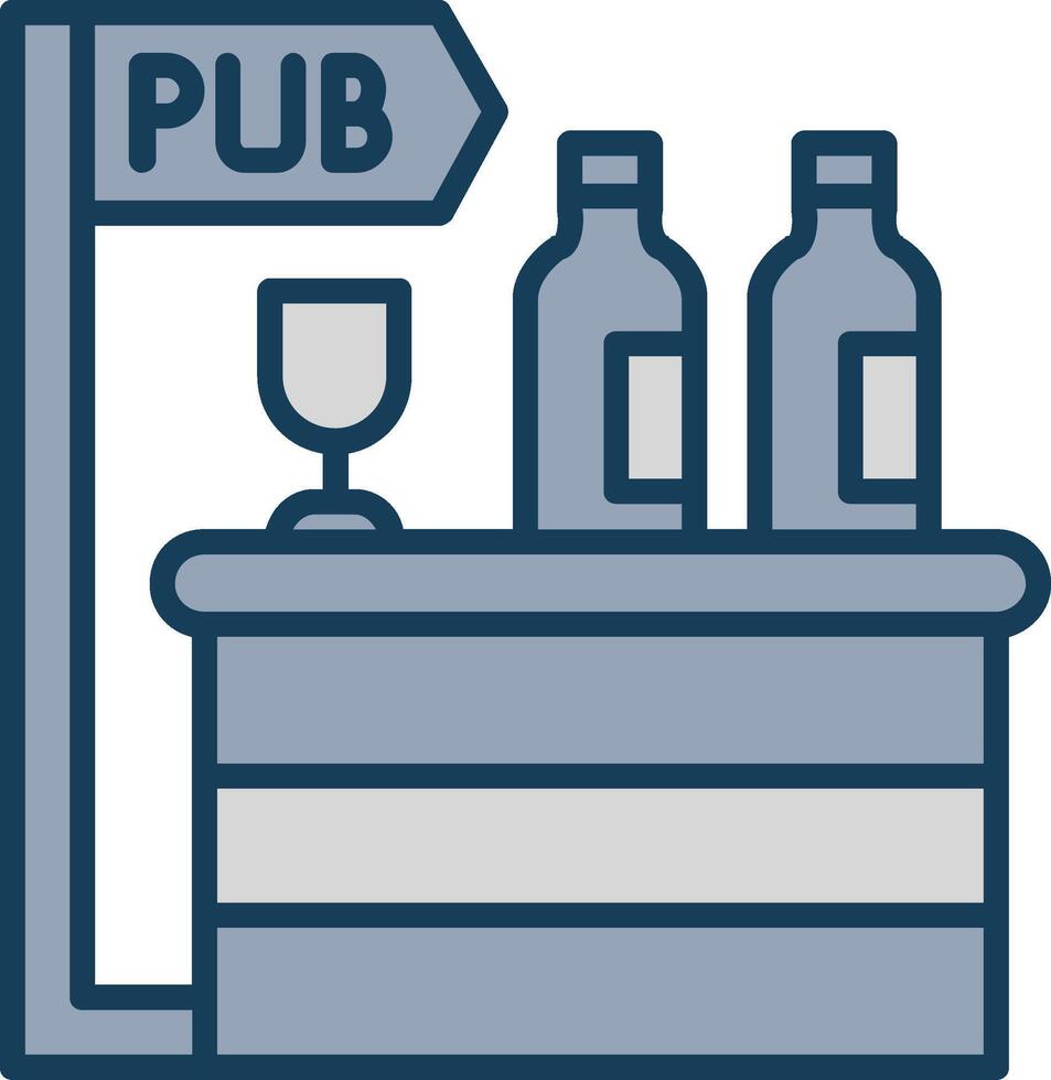 Pub Line Filled Grey Icon vector