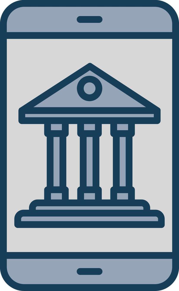 Mobile Banking Line Filled Grey Icon vector