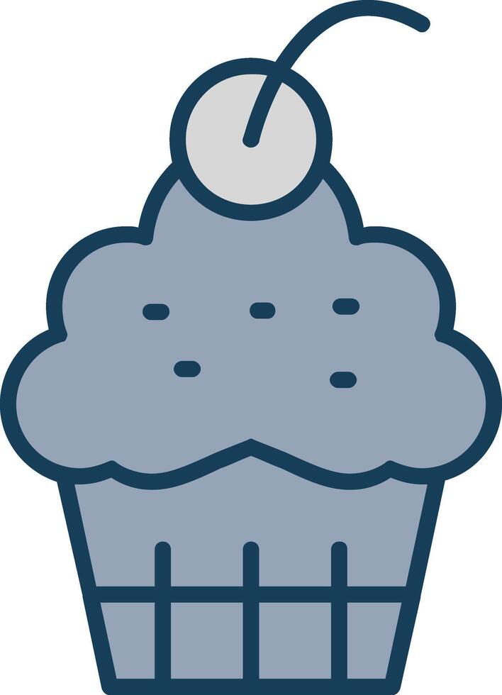 Cup Cake Line Filled Grey Icon vector