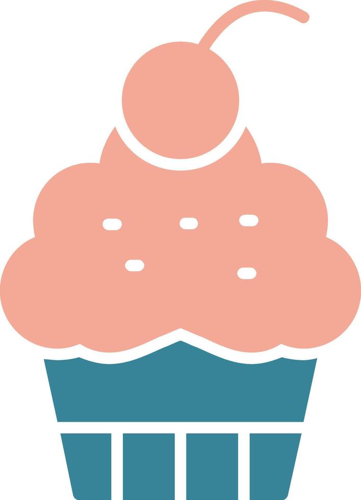 Cup Cake Glyph Two Color Icon vector