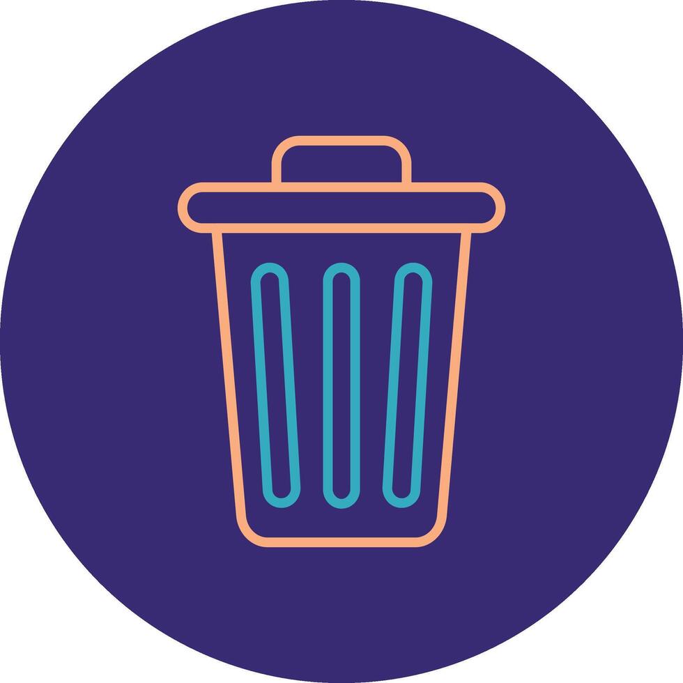 Dustbin Line Two Color Circle Icon vector